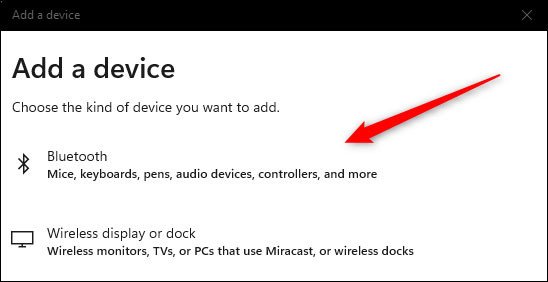 Lựa chọn Bluetooth trong menu thêm thiết bị mới trên Windows 11
