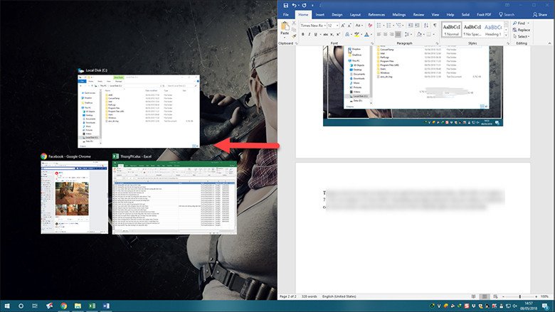 Lựa chọn cửa sổ thứ hai khi chia 2 màn hình laptop bằng phím tắt