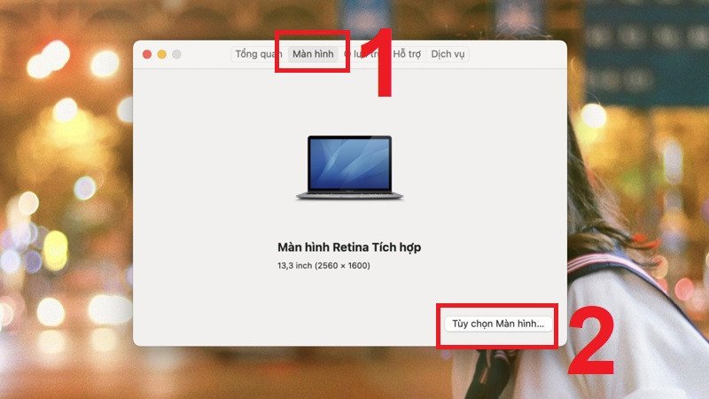 Lựa chọn Display Preferences để điều chỉnh độ phân giải màn hình laptop Macbook.