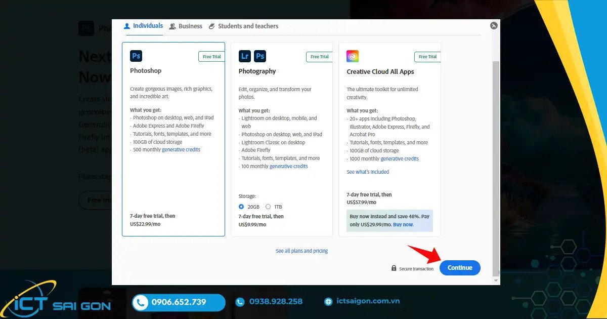 Lựa chọn dùng thử Photoshop miễn phí