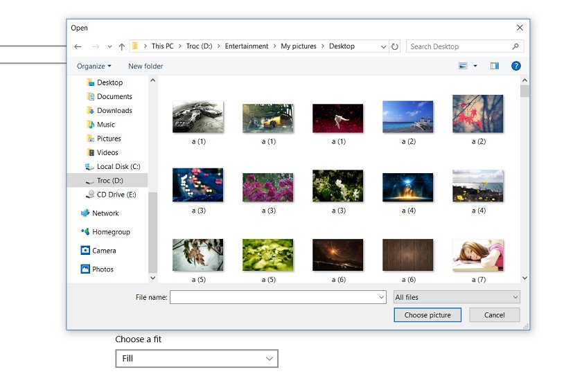 Lựa chọn Personalization trong Settings