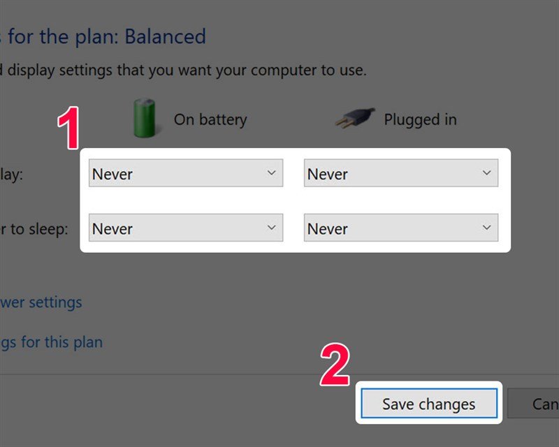 Lưu thay đổi sau khi tắt chế độ Sleep trên Windows 10