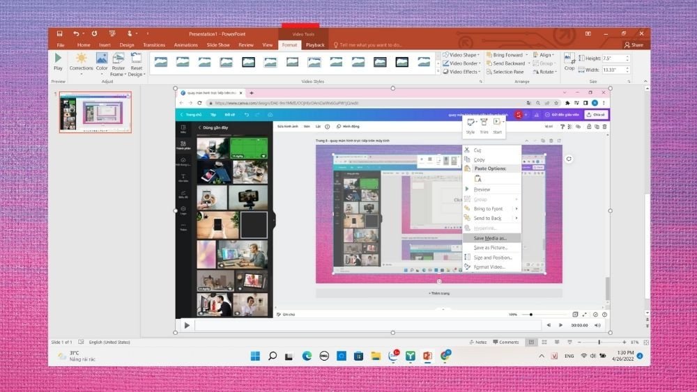 Lưu video từ PowerPoint