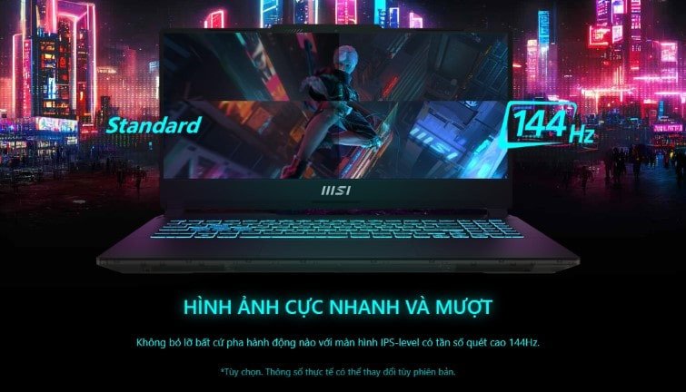Màn hình 144Hz sắc nét trên Laptop MSI Cyborg 15 A12UCX-618VN