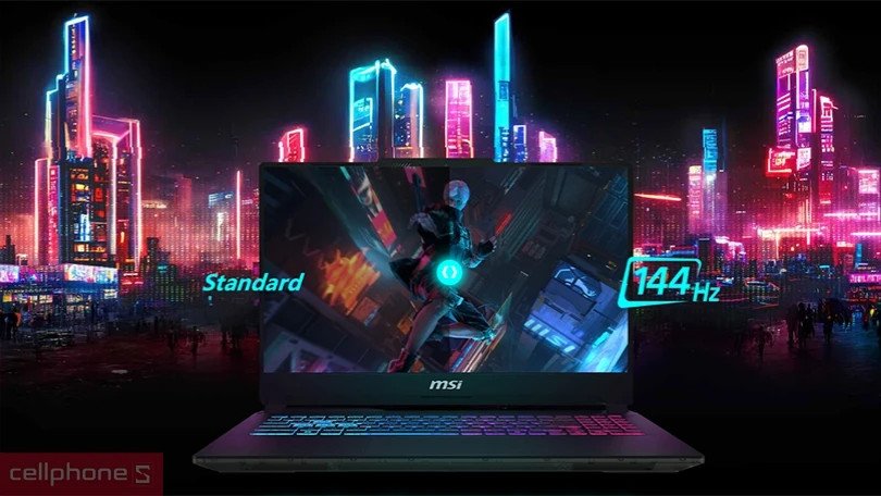 Màn hình 15.6 inch Full HD của MSI Cyborg 15 A12VE-240VN với tần số quét 144Hz hiển thị hình ảnh sắc nét, mượt mà