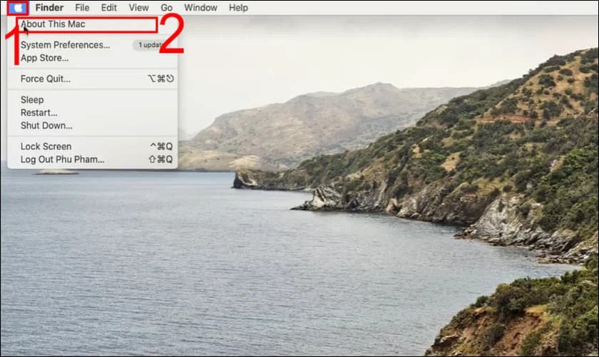 Màn hình cài đặt macOS hiển thị mục 'About This Mac' để kiểm tra số lần sạc laptop