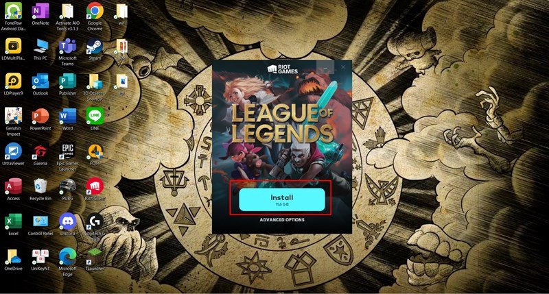 Màn hình cài đặt Riot Client để tải game LMHT trên laptop