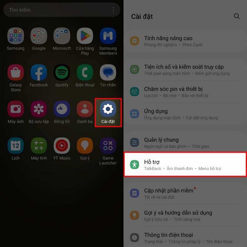 Màn hình cài đặt trợ năng trên điện thoại Android, nơi điều chỉnh cân bằng âm thanh