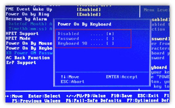 Màn hình cấu hình BIOS/UEFI cho phép khởi động laptop Lenovo bằng bàn phím