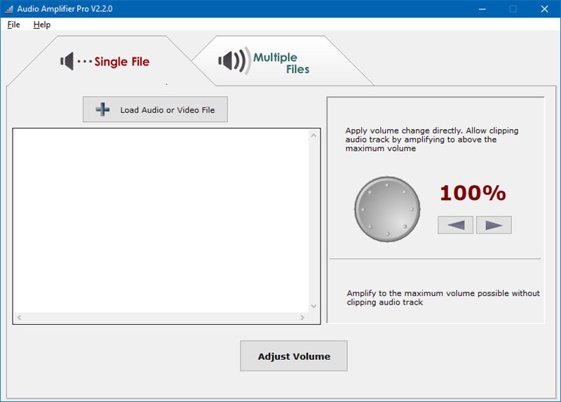 Màn hình chính của Audio Amplifier Pro để tăng cường âm lượng cho máy tính