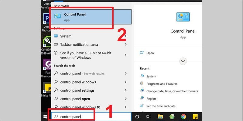 Màn hình Control Panel trong Windows, bước đầu tiên để mở khoá bàn phím laptop