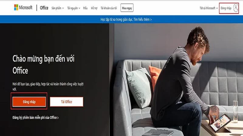 Màn hình đăng nhập tài khoản Microsoft Office