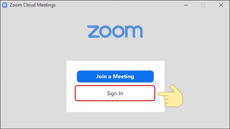 Màn hình đăng nhập Zoom, chọn Sign In hoặc Sign Up Free