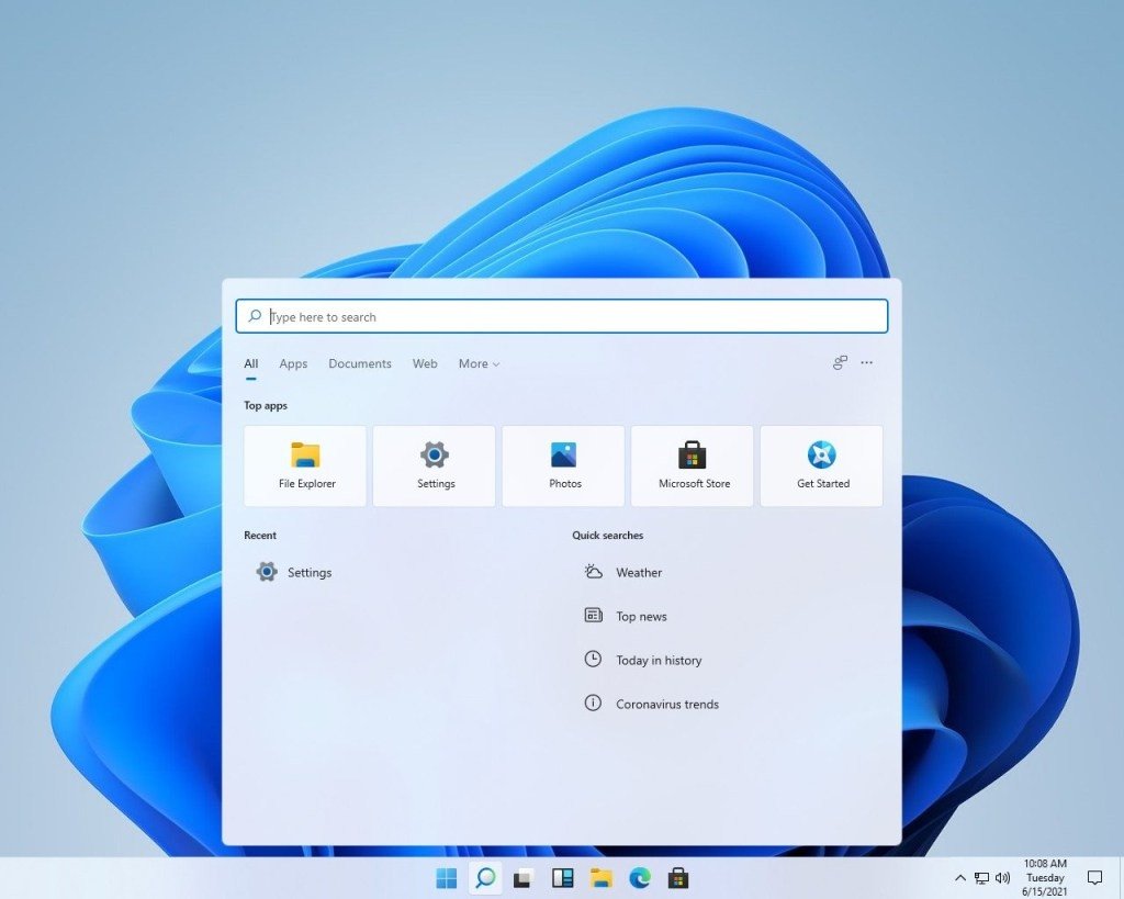 Màn hình desktop Windows 11 sau khi cài đặt thành công