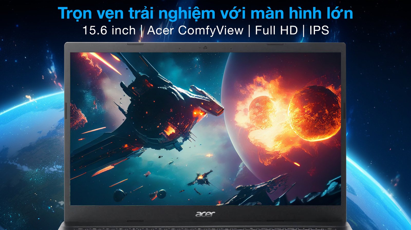 Màn hình Full HD sắc nét của laptop Acer Aspire 7 A715-76-53PJ với tấm nền IPS