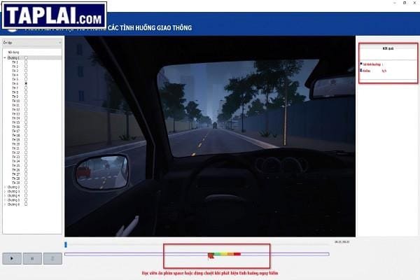 Màn hình hiển thị kết quả sau khi hoàn thành một tình huống, bao gồm điểm số và vị trí cắm cờ