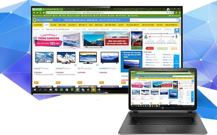 Màn hình laptop đã được chiếu thành công lên tivi qua kết nối không dây