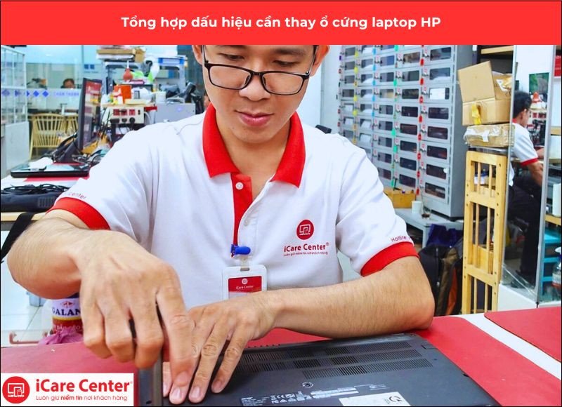 Màn hình laptop hiển thị lỗi hệ thống, báo hiệu cần thay ổ cứng laptop HP