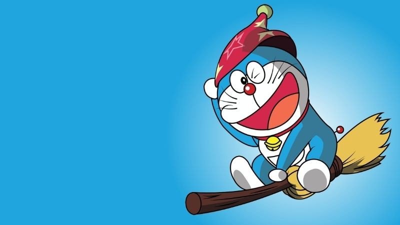 Màn hình laptop sống động với hình nền Doraemon đáng yêu