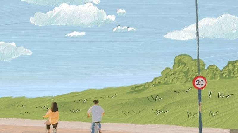 Màn hình laptop sống động với hình nền màu xanh lá cây