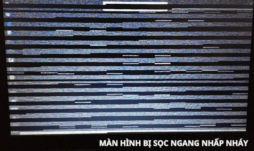 Màn hình laptop với hiện tượng sọc ngang nhấp nháy liên tục