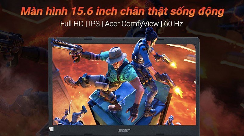 Màn hình lớn của Acer Aspire 7 Gaming A715 75G 58U4 hiển thị rõ ràng các chi tiết game