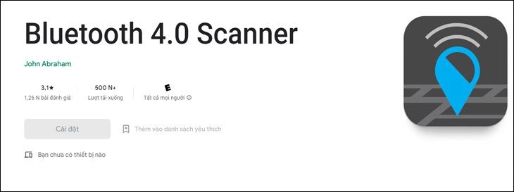 Màn hình ứng dụng Bluetooth 4.0 Scanner tìm kiếm tai nghe bị mất