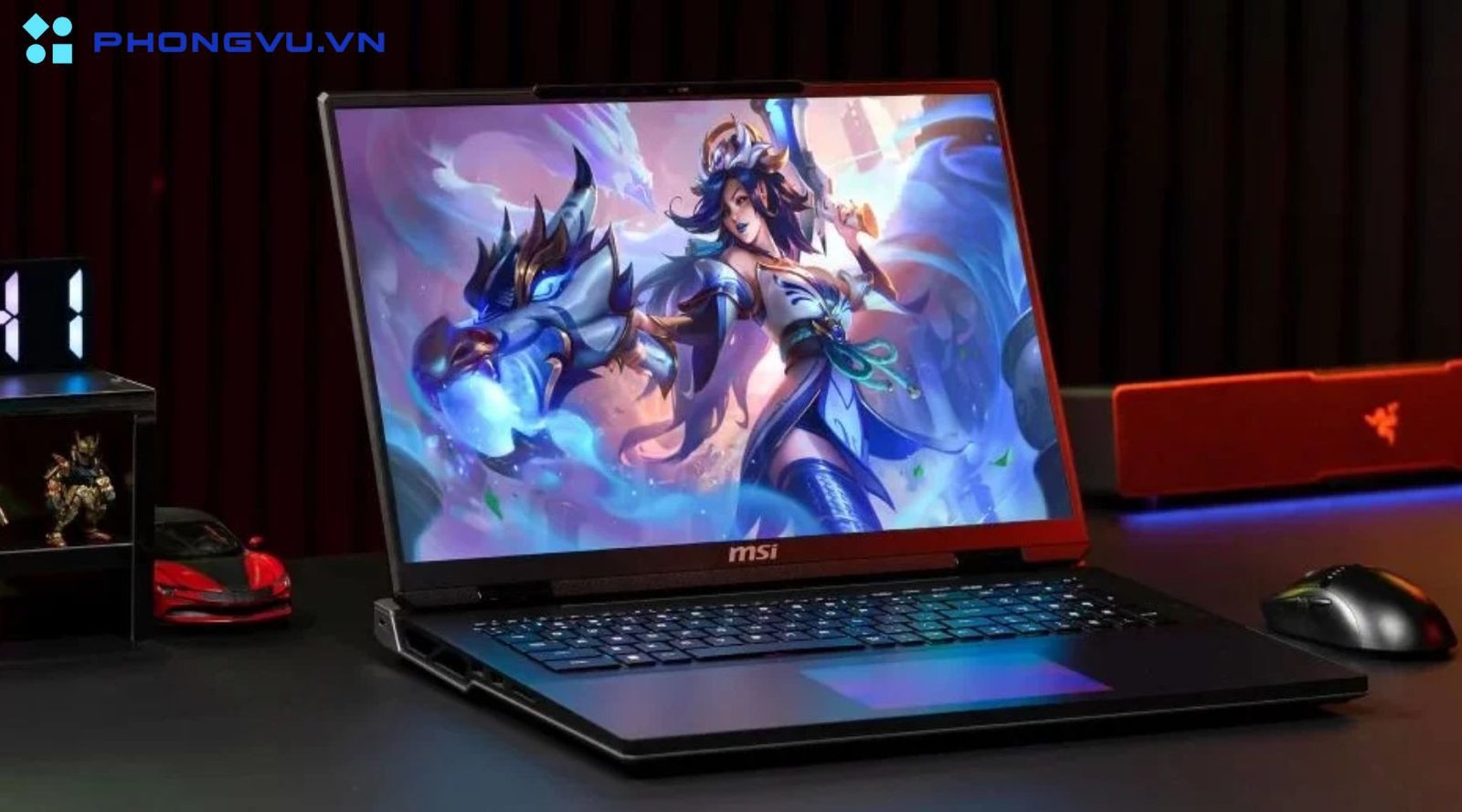 Màn hình với tần số quét cao của một chiếc laptop gaming, hiển thị hình ảnh sắc nét, yếu tố quan trọng của laptop chơi game tốt nhất hiện nay.