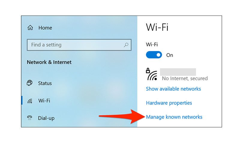 Manager known networks (Quản lý mạng đã biết)