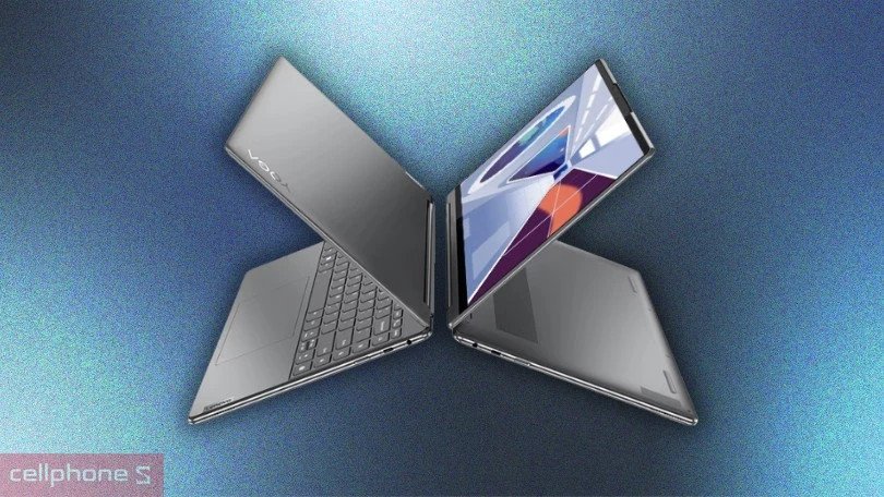 Mẫu laptop Lenovo Yoga màu xám với màn hình xoay gập tiện lợi