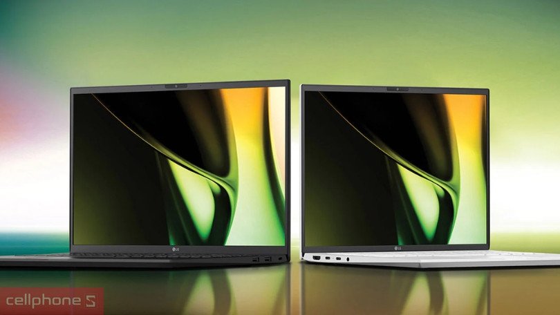 Mẫu laptop LG Gram màu trắng với thiết kế mỏng nhẹ và viền màn hình siêu mỏng