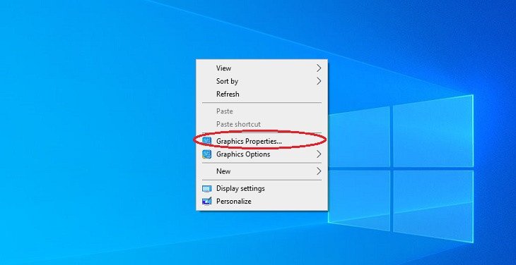 Menu Graphics Properties để điều chỉnh cài đặt hiển thị đa màn hình