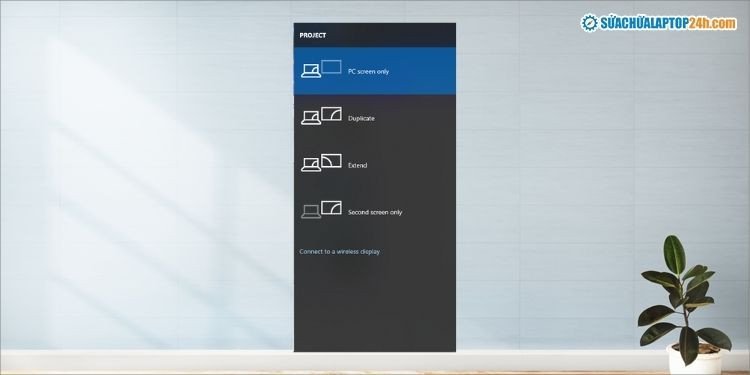 Menu Project trên Windows để thiết lập chế độ hiển thị khi chiếu màn hình laptop