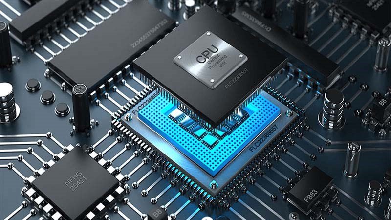 Minh họa bộ vi xử lý CPU, trái tim của laptop, quyết định hiệu năng tổng thể