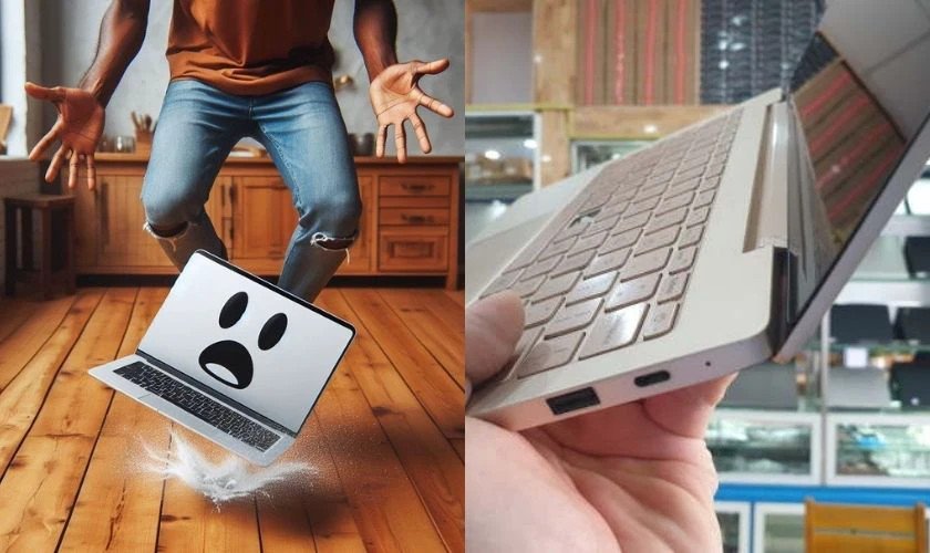 Minh họa các nguyên nhân khiến trục bản lề laptop dễ bị tổn thương
