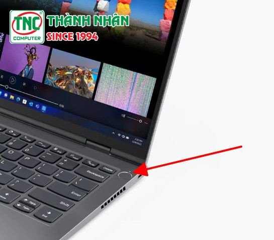 Minh họa nút nguồn laptop Lenovo tích hợp trên bàn phím, một vị trí phổ biến để bật nguồn