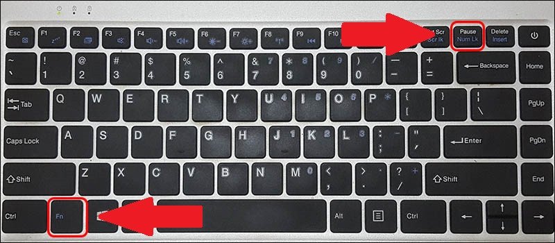 Minh họa phím Fn và phím NumLk trên bàn phím laptop Dell để bật tắt tính năng NumLock