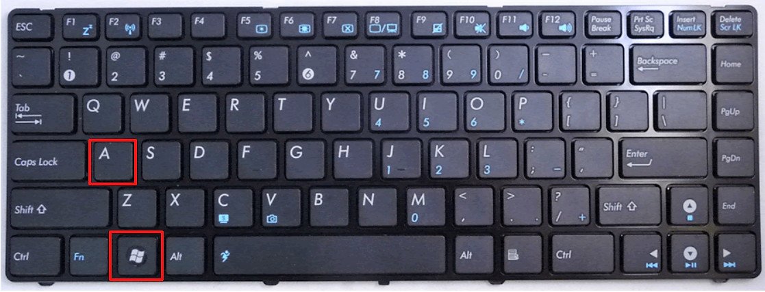 Mở Action Center bằng phím Windows Key + A