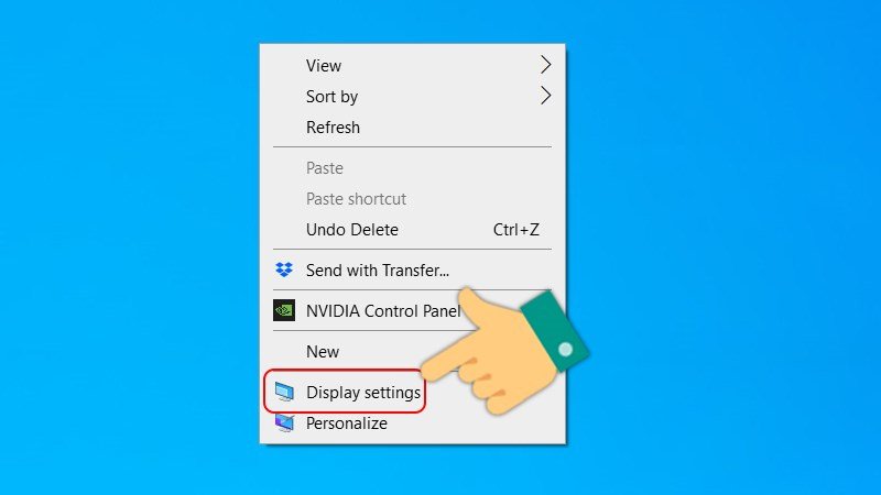 Mở cài đặt hiển thị để xoay màn hình laptop Win 10