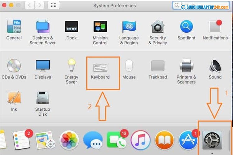 Mở cài đặt Keyboard trên MacOS để thêm ngôn ngữ gõ tiếng Trung