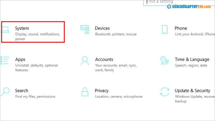 Mở cài đặt System để điều chỉnh pin laptop