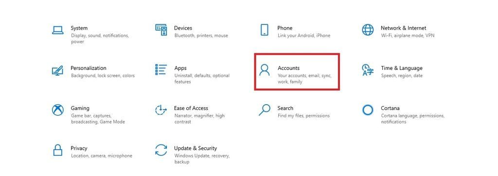 Mở cài đặt tài khoản để tắt mật khẩu trên laptop