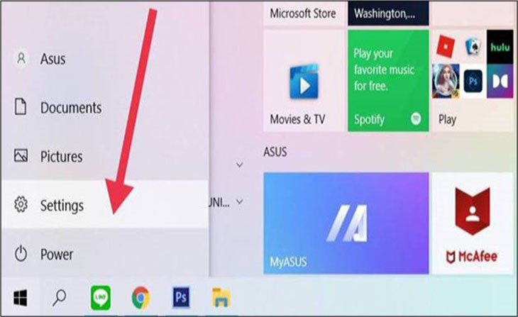 Mở cài đặt trên Windows 10 để kết nối Bluetooth