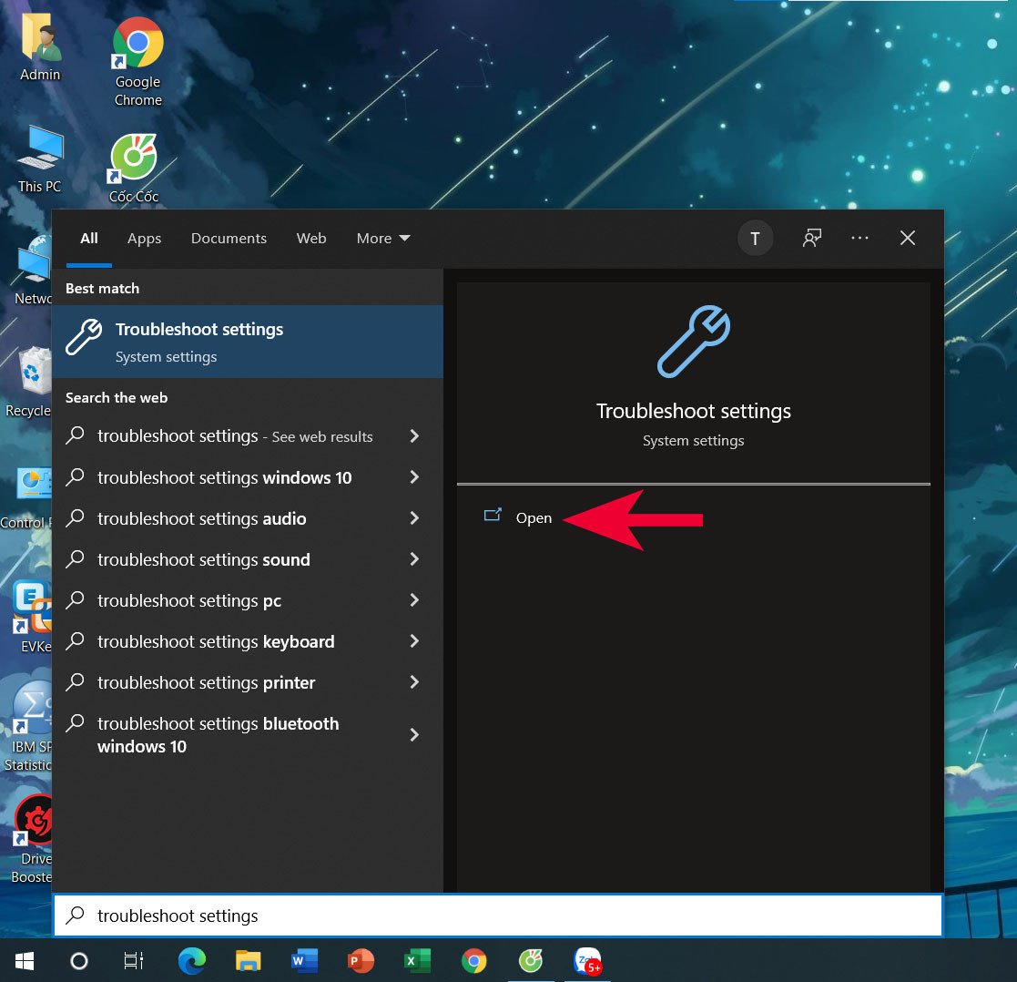 Mở cài đặt Troubleshoot để sửa lỗi âm thanh