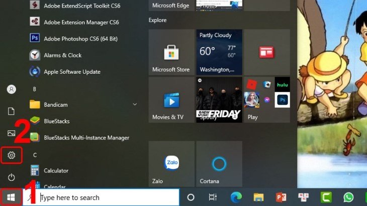 Mở cài đặt Windows để điều chỉnh cài đặt Touchpad