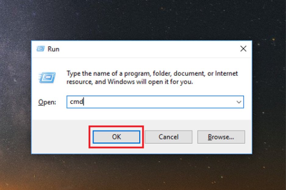 Mở Command Prompt để nhập lệnh ipconfig