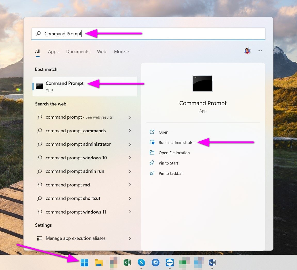 Mở Command Prompt với quyền quản trị để xóa thư mục trên laptop