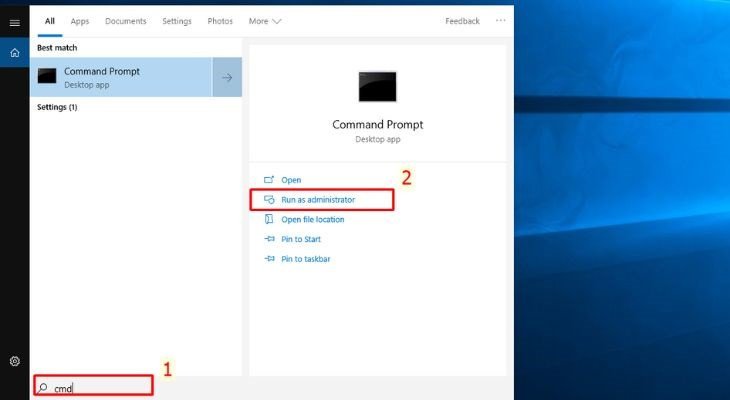Mở Command Prompt với quyền quản trị viên để nhập lệnh tắt ứng dụng ngầm