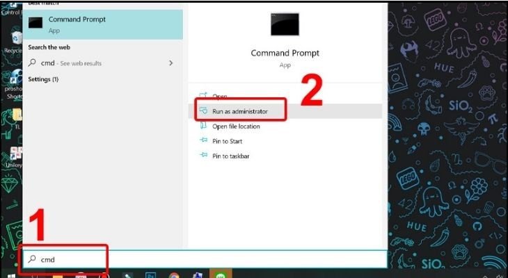 Mở Command Prompt với quyền quản trị viên để thực hiện các lệnh sửa lỗi mạng
