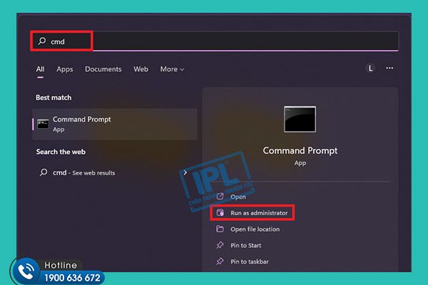 Mở Command Prompt với quyền quản trị